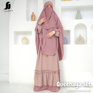 Afhadahijrah - Gamis wanita set hijab cadar poni QUEENAYA wolfis fortaleza baju dan jilbab instan sy