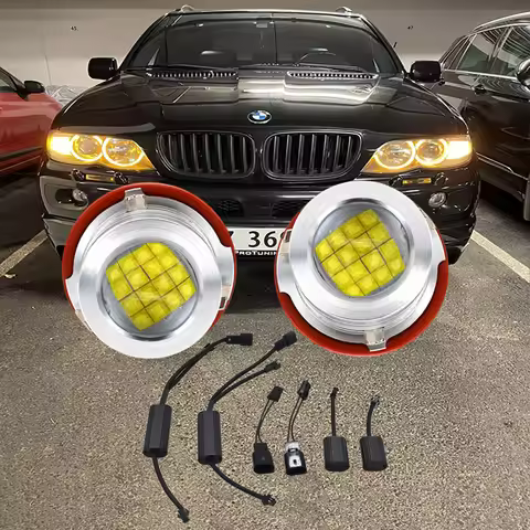2PCS 80W Orange Yellow LED Angel Eyes For BMW E39 E53 E60 E61 E63 E64 E65 E83 Canbus No Error 6000K 