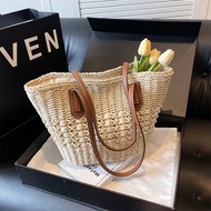 Free shipping Woven Straw Beach Bag - Lightweight Raffia handbag with Fixed Strap & Zipper Spacious