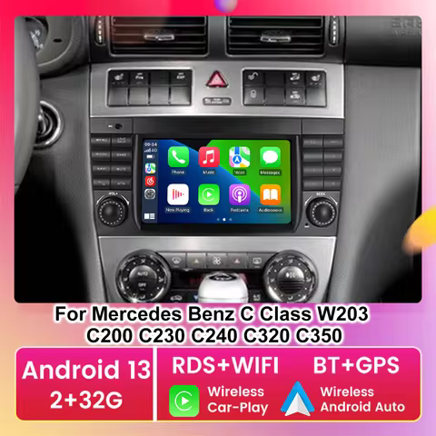 Android 13 Car Radio For Mercedes Benz C Class W203 C200 C180 C220 CLK240 CLK320 GPS Carplay Stereo