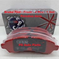 Perodua Axia Front Disc Brake Pad Set QHUK Brek Depan Pad 4 Keping - 1 Set Axia Brek Pad - BP-0822M-Q
