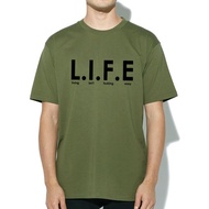 Living isn't fxxking easy LIFE 短袖T恤 軍綠色 文字 英文 生活