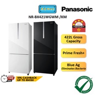Panasonic 422L Bottom Freezer Refrigerator 2 Door Fridge Peti Sejuk 冰箱 Whie & Black Glass Door NR-BX