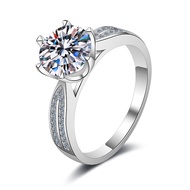 Real Moissanite 0.5ct 1ct 2ct 3ct wn Round Cut White D Color Ring In S925 Sterling Sier Six-Claw Des