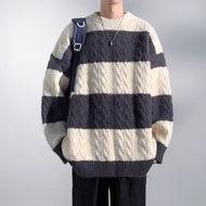 READY STOCK Mens Loose Fit XL Sweater Thick Braided Colorful Knitted Sweater Trendy Mens Clothing Wa