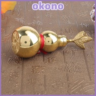 OKONO Brass Gourd, Open Cover Smooth Surface Feng Shui Gourd, Statues Brass With Leaf Wu Lou Gourd F
