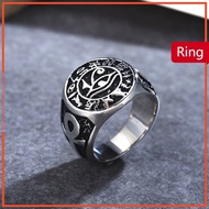 Vintage Egyptian Pharaoh's Eye Anubis Death Cross Titanium Steel Ring