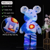 Bearbrick mặt trời cao 50cm mô hình lắp ghép bearbrick có đèn & ngăn kéo