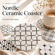 Nordic Ceramic Coaster Minimalist Table Coaster Absorbent Cork Back Coaster Set