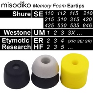 misodiko Memory Foam Ear Tips Replacement for Earphones Shure SE215 SE315 SE535 SE425 SE846/ Etymoti