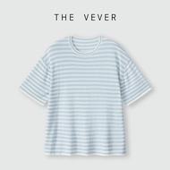 เสื้อยืดลายทางถักบางระบายอากาศได้ดี Vever Zhang Da Yi เส้นใยลินิน ทรงหลวม ปกป้องแสงแดด สำหรับผู้หญิง