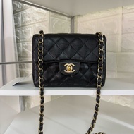 Chanel 香奈兒黑金魚子醬雙c扣方胖子鏈條包