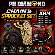 BGL Chain & Sprocket set XRM 14T-34T-110L, 14T-38T-110L, 14T-34T-420-110L, 14T-36T-420-110L OEM.