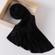 Gân Áo Hijab Đồng Bằng Khăn Crepe Mềm Mại Hồi Giáo Khăn Choàng Bọc Cho Nữ Polyester Đầu Voan Musulma