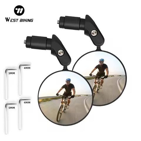 WEST BIKING Universal Bicycle Rearview Mirror Adjustable Rotate Wide-Angle Cycling Handlebar Mirrors