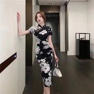 Ready Stock Women Qipao Dress Collar Neck Short Sleeve Bodycon Dress Causal Dress for Women