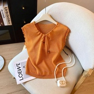 [Knitwear] Knitwear Vest Cute Ice Silk Knitwear V-Neck Knitwear Pullover Knitwear Summer Knitwear Ko