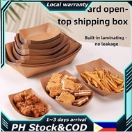 50pcs Heavy-Duty Kraft Paper Snack Boat Box - Oil-Proof Open Tray for BBQ Wings Potato Chips