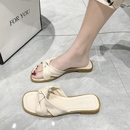 LE9 Women's Summer Slippers - Soft Leather Outdoor Beach Flats