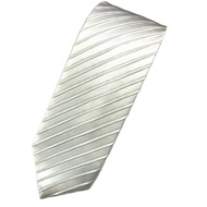 White Pleated Silk Tie With Built-In Pattern Quality Brand Medium Size 8 X 150 cm (3 Inches)