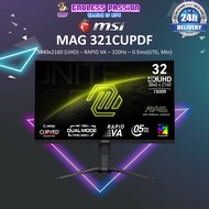 MSI MAG 321CUPDF Gaming Monitor - 32" RAPID VA 4K UHD 160Hz and FHD 320Hz 0.5ms(GTG Min.)