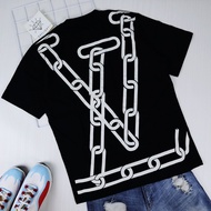 LV Louis Vuitton Chain Logo Black Edition Import T-Shirt + Label Tag