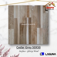 Laguna Cedar Grey 50x50 Kw1 Keramik Lantai Kilap Motif Kayu