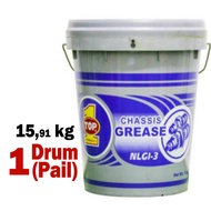 TOP1 - 15kg Stempet Pelumas Gemuk Serbaguna Chassis Grease NLGI-3 Drum Pail Cocok Area Basah Brown C