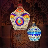 土耳其工藝特色復古花瓶型馬賽克拼花典雅懷舊吊燈,可掛置於睡房,書房或玄關位.即