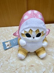 超平全新Miniso Mofusand Cat Shark Plush Toy Pink White Polka Dot