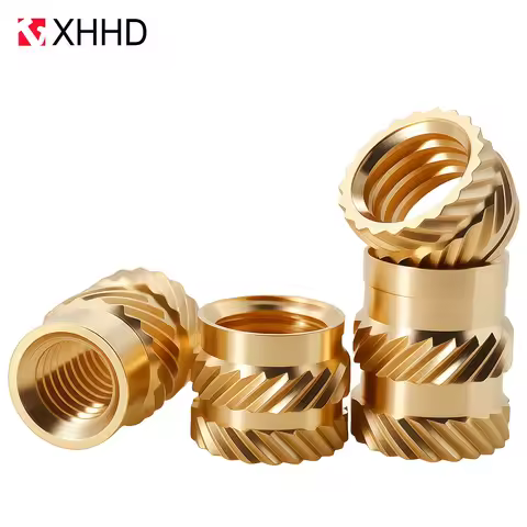 M2 M3 M4 M5 M6 M8 Brass Heat Insert Nut Double Twill Knurled Hot Melt Injection Embed Thread Inserts