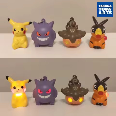 Takara Tomy Pokemon Glowing Small Light Keychain Gashapon Pikachu Gengar Battery Operated Hanging De