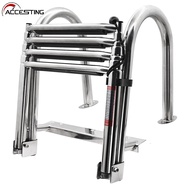 【จัดส่งจากประเทศไทย】4 step บันไดเรือพับเก็บได้ สแตนเลส บันไดสแตนเลส บันไดเรือ บันไดสระว่ายน้ำบันได ส
