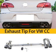 1 Set 304 Stainless Steel Car Exhaust Tip For VW CC Muffler Tips 4 Out Carbon Fiber Exhaust Pipe Noz