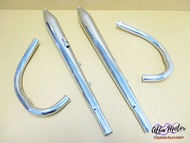 HONDA CD175 CD125K3 CA175 -- EXHUAST & HEADER PIPE CHROME SET #ท่อไอเสีย ท่อคู่ ทรง BM พร้อมคอท่อ ชุ