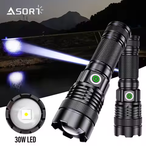 100000 Lumen Super Bright Spotlight Long Range LED Flashlight Built-in Battery USB Charging Waterpro