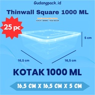 Thinwall Square 1000ML 25pc / Thinwal Square Plastic Food Container 25 pc