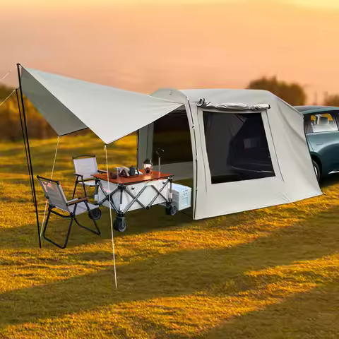 Car Awning Outdoor Tent, Car Tent Attachment for Camping 4-6 Person SUV Sedan Tailgate Awning Shelte