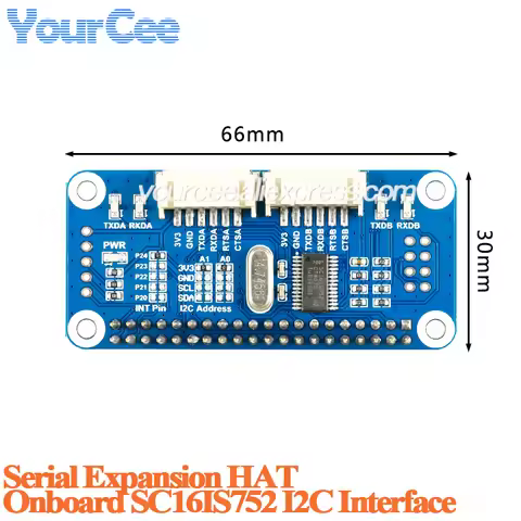 Serial Expansion HAT Serial Port Expansion Board Module Onboard SC16IS752 I2C Interface for Raspberr
