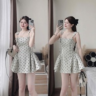 Lovely lady's dress with bow and polka dots Ht544A