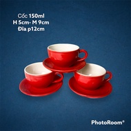 [NHIỀU MÀU] Bộ ly tách cafe 150ml Bát Tràng đủ màu cốc pha cà phê uống trà đẹp giá rẻ