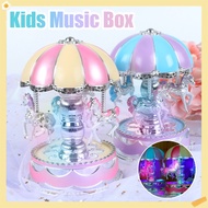 Music Box LED Creative Carousel Music Box Home Decor Girl's Birthday Kotak Muzik Carousel