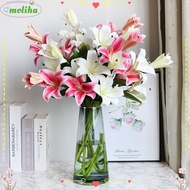 MOLIHA Artificial Flowers, PU 3Heads Lily Flowers, Exquisite Washable Realistic Simple Fake Flowers