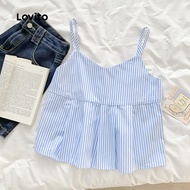 (Trendy) Lovito Casual Striped Zipper Tank Top for Women L128ED209