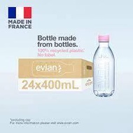 Evian Natural Mineral Water 100% Recycled PET Label-Free Bottle 24 x 400ml - Case/