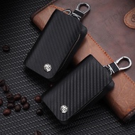 Carbon Fiber Leather Key Keychain Covers Zipper Key Case Bag With Car Logo Car-styling For MG 3 4 5 