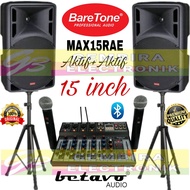 Paket Speaker Aktif Baretone 15 inch Max15Rae mixer Betavo Wireless 6