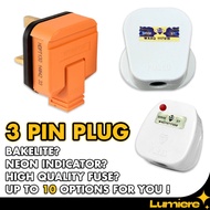 13A Socket Plug 3 Pin Plug Top Heavy Duty 13Amp Fused Kepala Plug Elektrik Plugtop SIRIM Black White