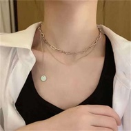 Multi-Layer Silver Chain Necklace ELEGAN For Wanita C222