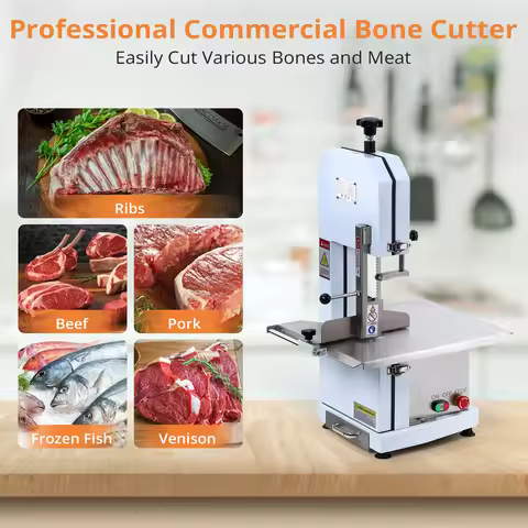 20.86 x 17.52 Inches Meat Saw for Butchering, 1100W Bone Saw Machine, 0.39～6.6 Inches Cutting Thickn